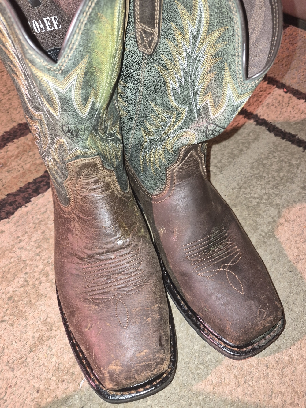 Ariat Men's Dark Brown and Pine Green Western Leather Cowboy Work Boots